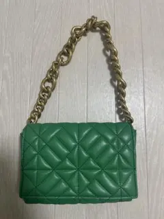 グリーン キルティング ハンドバッグ