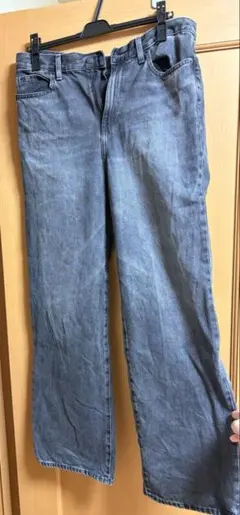【美品】ユニクロ　ワイドストレートジーンズ　丈長め