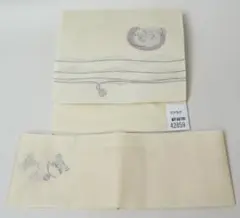 軽装帯 絽 夏用 夏帯 つけ帯 作り帯 お太鼓 アイボリー 猫柄 ラクラク軽装帯