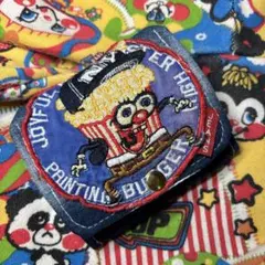 いぇーい☆NYキャップのポップコーンワッペン付きコインポーチ