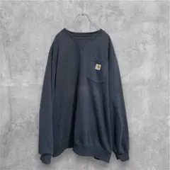 【Carhartt】ネイビー スウェット XL 胸ポケット メキシコ製