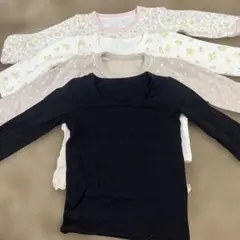 80㎝長袖肌着 4枚セット（黒・花柄）