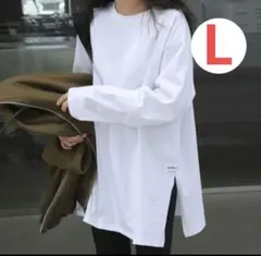 レディース 長袖 ロンT ロングtシャツ 無地 シンプル 白 カットソー