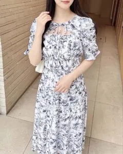 INGNI デコルテオープン花柄ワンピース