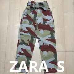 ZARA ザラ　迷彩　ワーク　パンツ ウエストリボン　アーミー　レディース　S