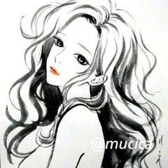 肉筆原画 手描きイラスト オリジナル 水彩画 美人画 ドローイング 絵画