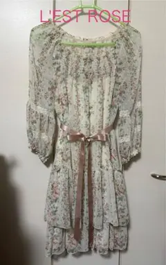 【未使用品】L'EST ROSE 花柄シフォンワンピース