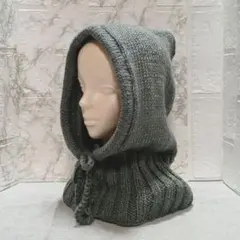 Ｎｏ．186 秋冬バラクラバ ニット帽　グリーングレー