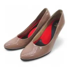 kibera キビラ パンプス ピンクベージュ 22.5cm エナメル調 日本製