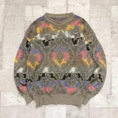 90s レトロ イタリア製 幾何学柄 ニット グランパコア