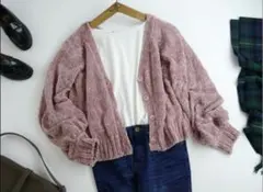 ペイジボーイ PAGEBOY ピンク くすみピンク ニット カーディガン