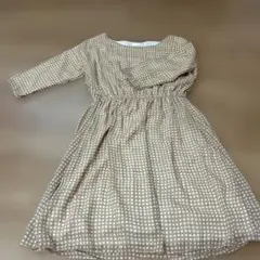 テチチ　入園式　入学式　ベージュ チェック柄 ワンピース フォーマル