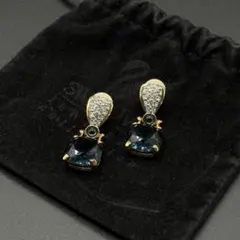 SWAROVSKI イヤリング ゴールドカラー ブルー クリスタル