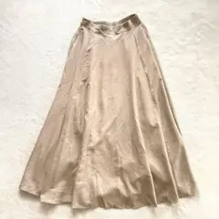 ハニーサックルローズ フレアロングスカート とろみ素材 ベージュ M