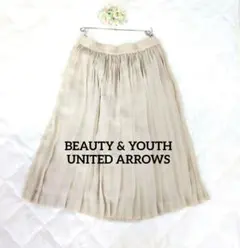 BEAUTY & YOUTH UＡのシフォンプリーツスカート ベージュ