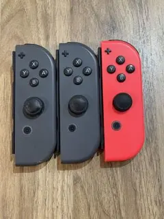 【ジャンク品】任天堂Switchジョイコン　グレー×2、ネオンレッド1