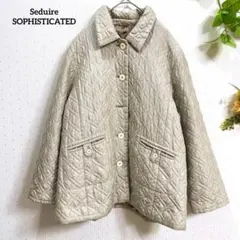 ジャケット　キルティングコート　ベージュ　裏地が華やか　L 中綿