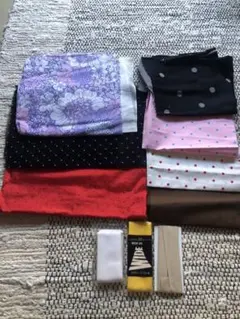 ■布はぎれドット花柄など７種＋バイアステープ３種■ハンドクラフト手芸