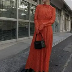 AMERI 赤レース　ロングワンピース