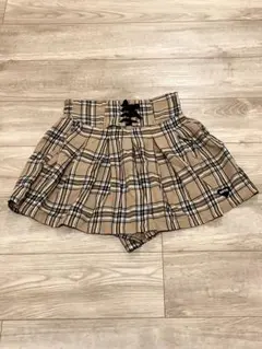 ベージュ チェック柄 プリーツスカート