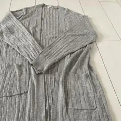 CINEMA CLUB グレー リブ編み カーディガン