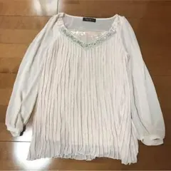 セシルマクビーシフォンサーモンピンクビースシースルートップス