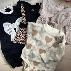 【美品】ベビー 長袖ロンパース 4枚セット 冬服 女の子 お洒落 70cm