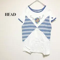 HEAD　ヘッド　半袖Tシャツ ボーダーTシャツ　蝶々刺繍　ホワイト　春夏秋のサムネイル