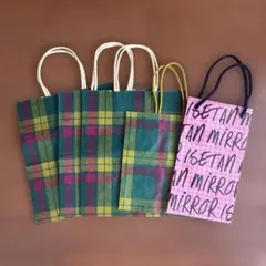 伊勢丹 ショップ袋 5枚セット チェック柄・ロゴ入り