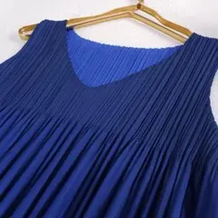 PLEATS PLEASE チュール レイヤード ノースリーブワンピース ブルーのサムネイル