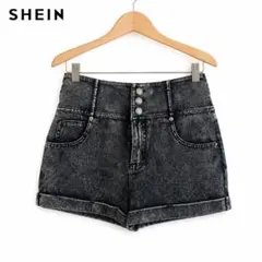 SHEIN ハイウエスト ケミカルデニムショートパンツ