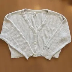 ジェラピケ　白　カーディガン　短丈