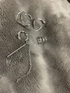 イヤーカフ　シルバー　チェーン　リング　ニードル