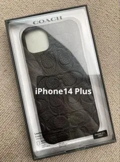 COACH iPhone14 Plus ケース レザーケース 本革　ブラック
