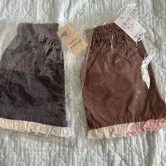 大人気　クーラクール　パッチワークコットンレース付きショートパンツ2枚セット80