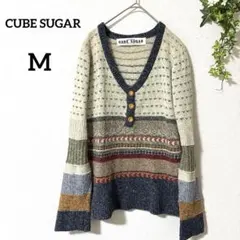 『CUBE SUGAR』 ボタン付き　ニットセーター　M　大人可愛い