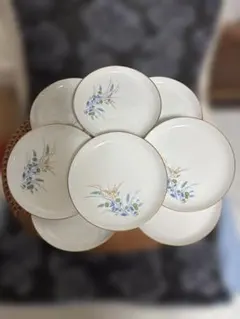 ノリタケ　金彩花柄　陶磁器中皿約15センチプレートNoritake 8枚セット