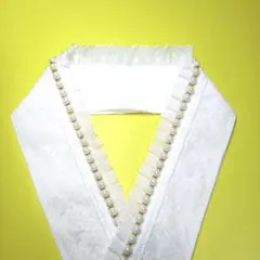 パール付きシフォンプリーツフリルレース重ね襟、伊達襟　振り袖　卒業袴　オリジナル