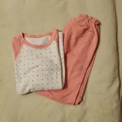 ピンクとホワイト ドット柄パジャマ上下セット