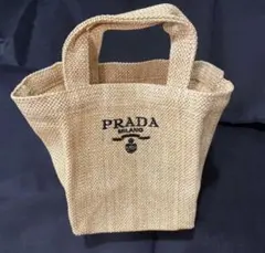 未使用 ミニカゴバッグ ノベルティ PRADAミニラフィア刺繍トートバッグ