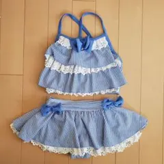 女の子　水着　104cm　ストライプ　ビキニ