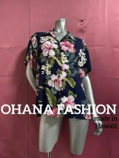 OHANA FASHION◇ハワイ製◇レディースハワイアンシャツ　アロハシャツのサムネイル