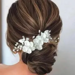 髪飾り 花 夏祭り　浴衣　ヘッドドレス 白　フォーマル 結婚式 ヘアピン　A