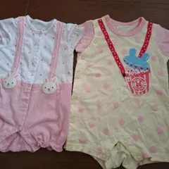 ミキハウスMIKIHOUSEうさこ前開き半袖ロンパースまとめ売りセット70女の子