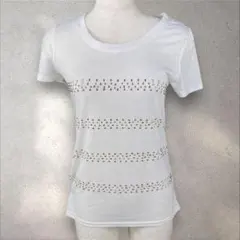 【美品】natural mist ラインストーン　シンプルTシャツ　a952