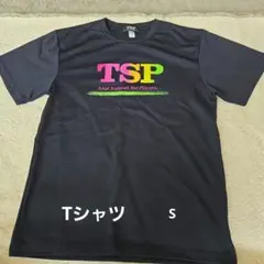 TSP 卓球ウェア 　Tシャツ　黒 カラフルロゴ