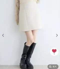 アイボリー　ホワイト　タイトスカート ゴム入りウエスト