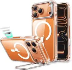 オレンジ色のiPhoneケース スタンド機能付き