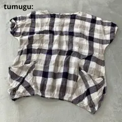 huis.ハウス　遠州織物　ブロックチェックコクーンプルオバー　コットン　赤系 huis.ハウス 遠州織物 ブロックチェックコクーンプルオバー コットン