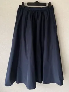 23区　タフタ　フレア　ロングスカート　ネイビー　40 Lサイズ　紺